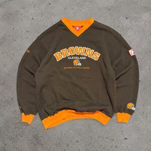 Y2K 2000’s NFL Cleveland Browns Brown and Orange Sweatshirt Size Large